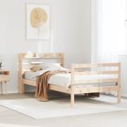 vidaXL Sängram med huvudgavel 90x200 cm massiv furu