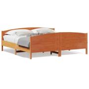 vidaXL Sängram utan madrass vaxbrun 200x200 cm massiv furu