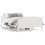 vidaXL Sängram utan madrass vit 140x190 cm massiv furu