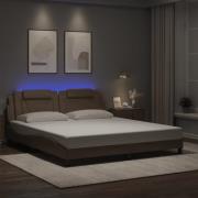 vidaXL Bed Frame "Viana" with LED without Mattress Cappuccino 180x200 ...