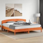 vidaXL Sängram utan madrass vaxbrun 180x200 cm massiv furu