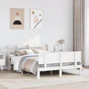 vidaXL Sängram med huvudgavel utan madrass vit 140x190 cm