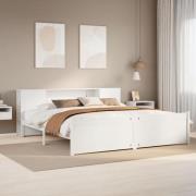 vidaXL Säng med bokhylla utan madrass vit 180x200cm massiv furu