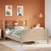 vidaXL Säng med bokhylla utan madrass 135x190cm massiv furu