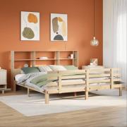 vidaXL Säng med bokhylla utan madrass 180x200cm massiv furu