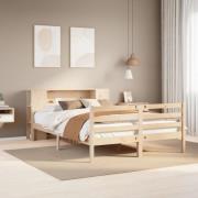 vidaXL Säng med bokhylla utan madrass 135x190cm massiv furu