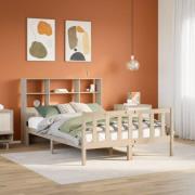 vidaXL Säng med bokhylla utan madrass 120x190 cm massiv furu