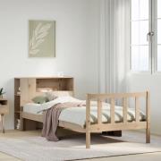 vidaXL Säng med bokhylla utan madrass 90x190cm massiv furu