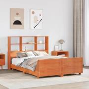 vidaXL Sängram utan madrass vaxbrun 135x190 cm massiv furu