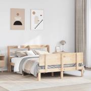 vidaXL Sängram med huvudgavel 120x190 cm massiv furu