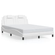 vidaXL Sängram med huvudgavel vit 140x200 cm konstläder