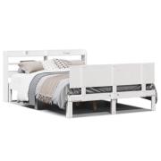 vidaXL Sängram med huvudgavel vit 120x190 cm massiv furu