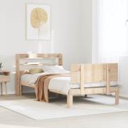 vidaXL Sängram med huvudgavel 100x200 cm massiv furu