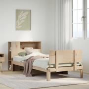 vidaXL Säng med bokhylla utan madrass 90x190cm massiv furu