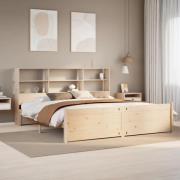 vidaXL Säng med bokhylla utan madrass 200x200cm massiv furu