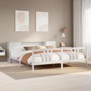 vidaXL Säng med bokhylla utan madrass vit 200x200cm massiv furu