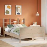 vidaXL Säng med bokhylla utan madrass 140x200cm massiv furu
