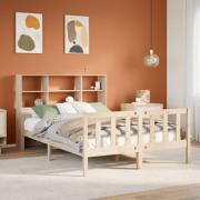 vidaXL Säng med bokhylla utan madrass 160x200cm massiv furu