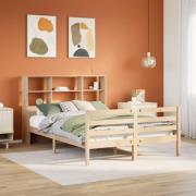 vidaXL Säng med bokhylla utan madrass 120x190 cm massiv furu