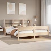 vidaXL Säng med bokhylla utan madrass 200x200cm massiv furu