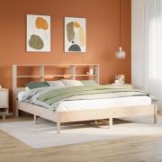vidaXL Säng med bokhylla utan madrass 200x200cm massiv furu