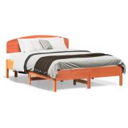 vidaXL Sängram utan madrass vaxbrun 135x190 cm massiv furu