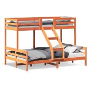 vidaXL Våningssäng 90x200/140x200 cm vaxbrun massiv furu
