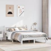 vidaXL Sängram med huvudgavel vit 120x190 cm massiv furu