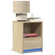 vidaXL Sängbord med LED-lampor 2 st sonoma-ek konstruerat trä