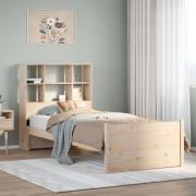 vidaXL Säng med bokhylla utan madrass 75x190cm massiv furu