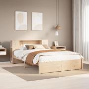 vidaXL Säng med bokhylla utan madrass 135x190cm massiv furu