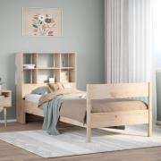 vidaXL Säng med bokhylla utan madrass 75x190cm massiv furu