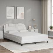 vidaXL Sängram med huvudgavel vit 140x190 cm konstläder