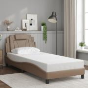 vidaXL Sängram med huvudgavel cappuccino 90x190 cm konstläder