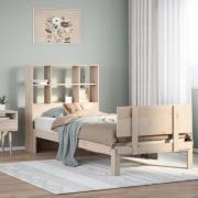 vidaXL Säng med bokhylla utan madrass 90x200cm massiv furu