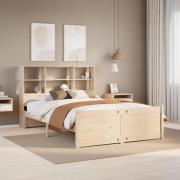 vidaXL Säng med bokhylla utan madrass 140x190cm massiv furu