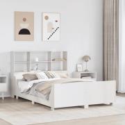 vidaXL Säng med bokhylla utan madrass vit 150x200 cm massiv trä