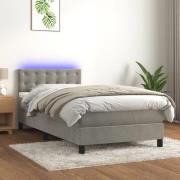 vidaXL Ramsäng med madrass & LED ljusgrå 80x200 cm sammet