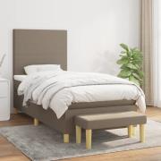 vidaXL Ramsäng med madrass taupe 90x200 cm tyg