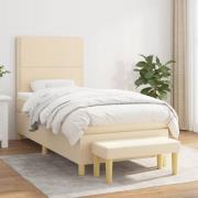 vidaXL Ramsäng med madrass gräddvit 90x190 cm tyg