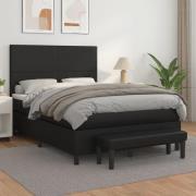 vidaXL Ramsäng med madrass svart 140x190 cm konstläder