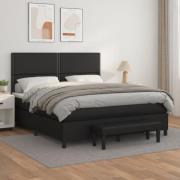 vidaXL Ramsäng med madrass svart 180x200 cm konstläder