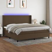 vidaXL Ramsäng med madrass & LED mörkbrun 200x200 cm tyg