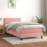 vidaXL Ramsäng med madrass rosa 100x200 cm sammet