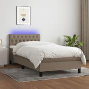 vidaXL Ramsäng med madrass & LED taupe 90x200 cm tyg