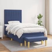 vidaXL Ramsäng med madrass blå 90x190 cm tyg