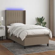 vidaXL Ramsäng med madrass & LED taupe 90x190 cm tyg