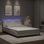 vidaXL Sängram med LEDs utan madrass vit 120x200 cm