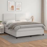 vidaXL Ramsäng med madrass vit 180x200 cm konstläder