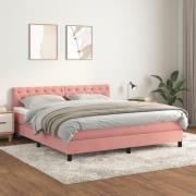 vidaXL Ramsäng med madrass rosa 160x200 cm sammet